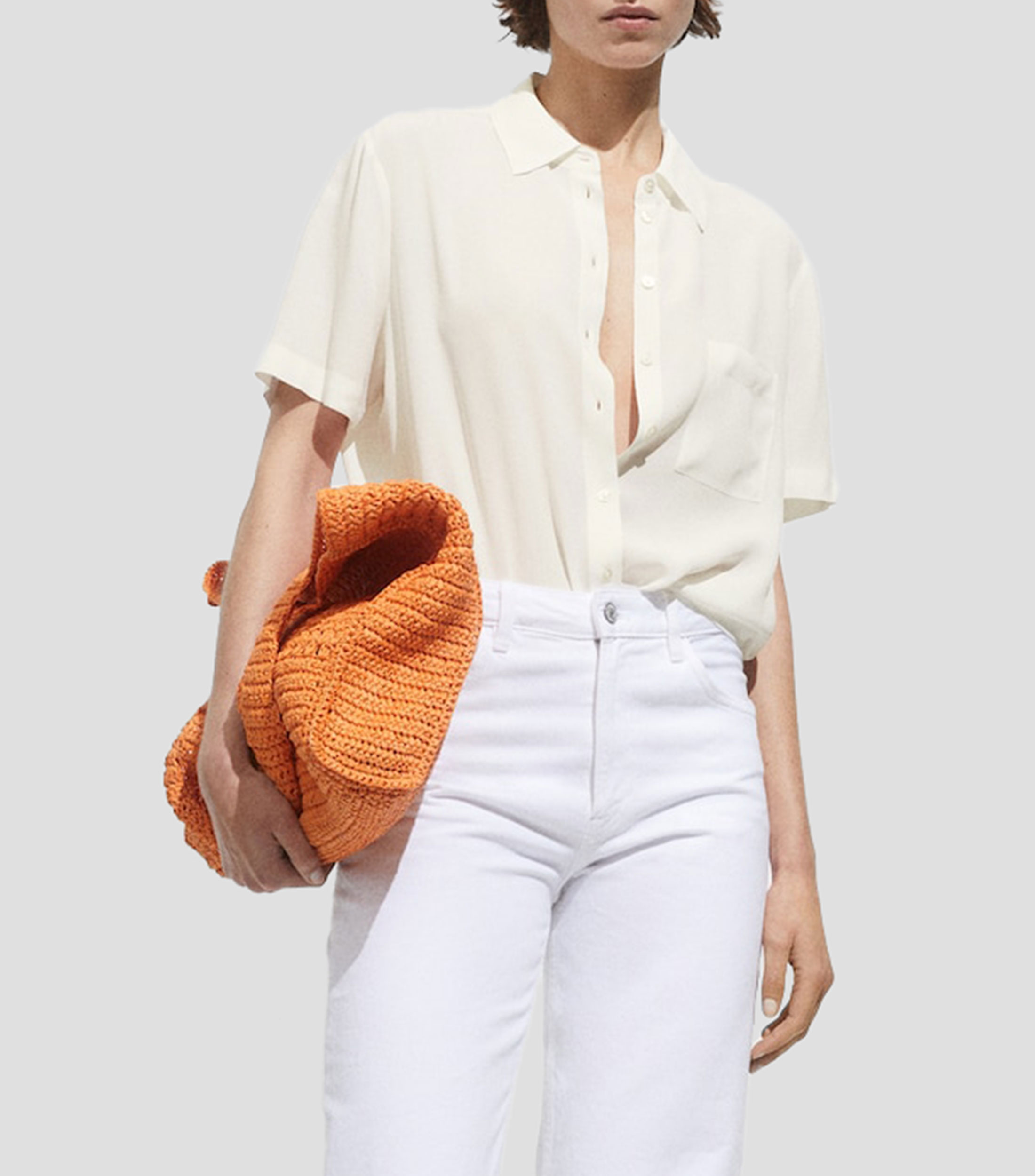 Camisa lisa de manga corta Mujer